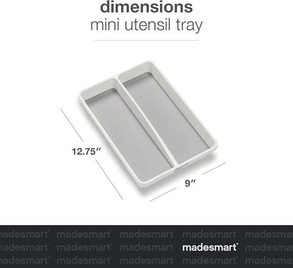 madesmart Premium Small Utensil Tray, Deep Storage for Ladles, Whisks & Serving Tools, Non Slip Lining, for Drawers & Home Organization, White