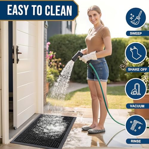 Smiry Front Door Mat Outside Entrance, Low Profile Rubber Doormat, 47x17 - Image 6