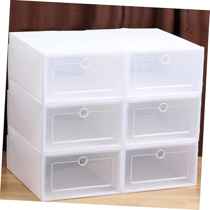 6pcs Stackable Shoe Storage Boxes Drawer-type Organizer for Shoes Sneaker Containers