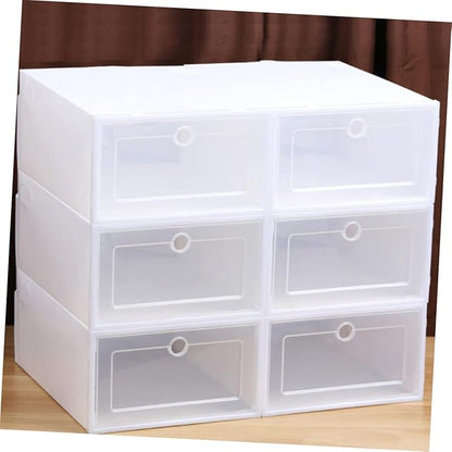 6pcs Stackable Shoe Storage Boxes Drawer-type Organizer for Shoes Sneaker Containers