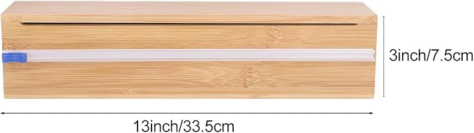 BigKing Wooden Plastic Wrap Dispenser with Cutter - Aluminum Foil Holder, Wax Paper Storage Box for Refrigerator, Kitchen Bamboo Organizer, Compatible with 13" Roll
