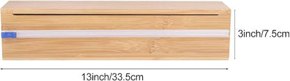 BigKing Wooden Plastic Wrap Dispenser with Cutter - Aluminum Foil Holder, Wax Paper Storage Box for Refrigerator, Kitchen Bamboo Organizer, Compatible with 13" Roll