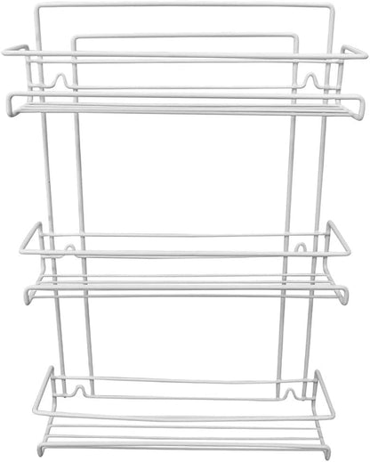 Evelots 3-Tier Spice Rack-Door/Wall Mounted-Sturdy Coated Metal-Up to 18 Bottles