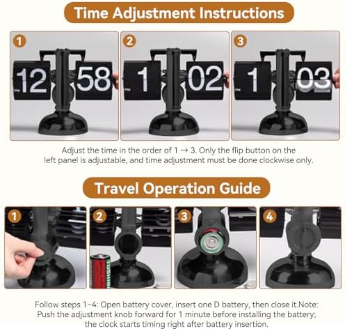 HERCHR Retro Flip Clock, Digital Automatic Flipping Clock Mechanical Page Flip Desk Clock Retro Digital Flip Down Clock Battery Powered Flip Clock Wіth Internal Gear Operated for Home Office Decor - Image 3