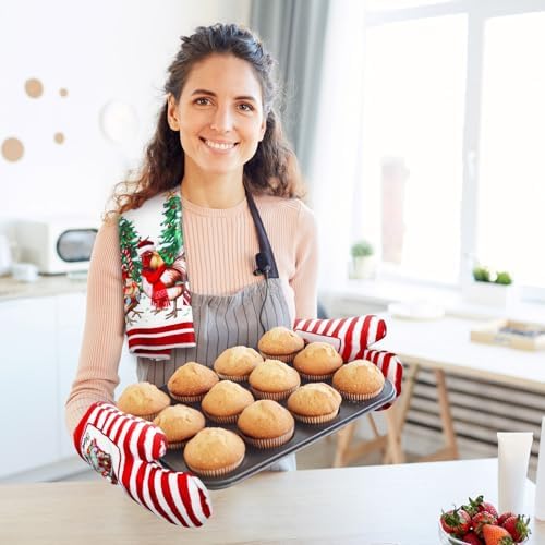 Leinuosen 6 Christmas Chicken Farmhouse Kitchen Decor Dish Towels Oven Mitts and Pot Holders Sets Chicken Kitchen Towels Absorbent Decorative Accessories for Cooking Baking Grilling - Image 5