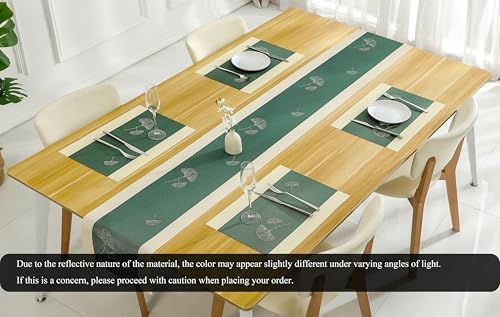 PIGCHCY Elegant Placemats with Matching Table Runner,Washable Durable Plastic Placemats for Dining Table Sets(6pcs Placemats+1pcs Table Runner, Green) - Image 7
