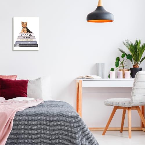 'Watercolor High Fashion Bookstack Yorkie Dog'| Wall Plaque Art - Image 2