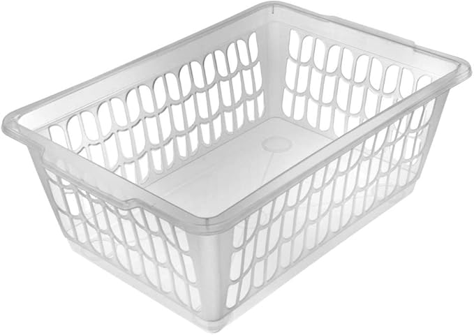 YBM HOME Plastic Perforated Storage Basket Bin Office Drawer, Shelf Desktop Countertop Tray Organizer 32-1188 (1, Clear)