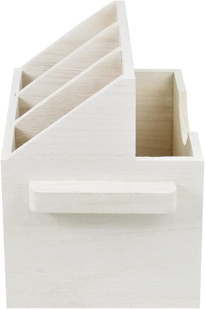 Ikee Design Wooden Utensil Caddy with Handles, Silverware Caddy, Silverware Holder for Countertop,Party,Camping and Kitchen, Silverware Organizer, Picnic Cutlery Holders, White Color