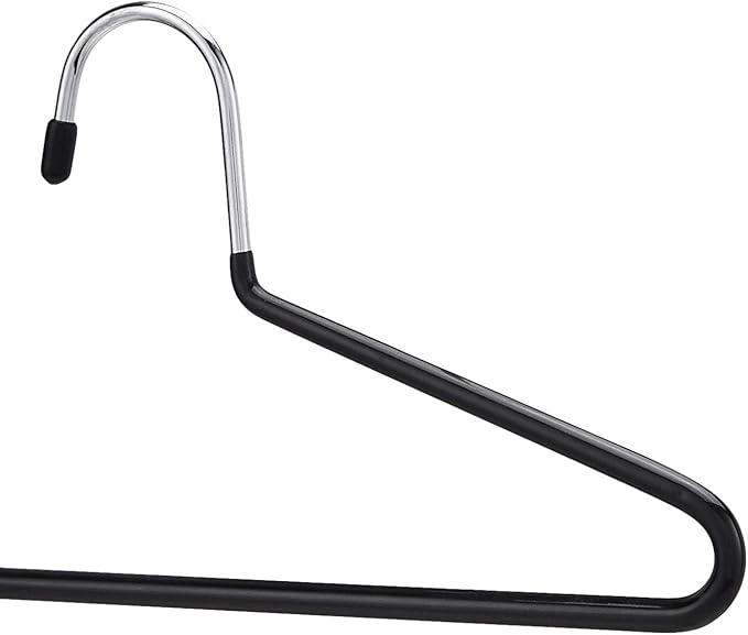 Amazon Basics Non-Slip Trouser/Slack Hangers, Pants Closet Organizer with Easy Slide Design, Metal with Rubber Coating, Black/Silver, 30-Pack
