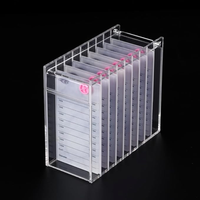 8 Layers Acrylic Eyelash Storage Organizer, Grafting False Eyelashes Display with 8 Pallets, Dustproof Cosmetic Beauty Extension Supplies (Marble White)