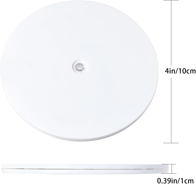 4 inch Lazy Susan Turntable White Acrylic Ball Bearing Rotating Tray for Spice Rack Table Cake Kitchen Pantry Decorating Bathrooms, 20-lb Load Capacity (360˚ Rotation)