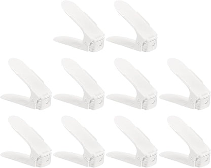 MECCANIXITY Shoe Slots Organizer 255x95x200mm Adjustable Double Layer Space Saving Shoe Rack Organizer for Closet (White, Pack of 36)