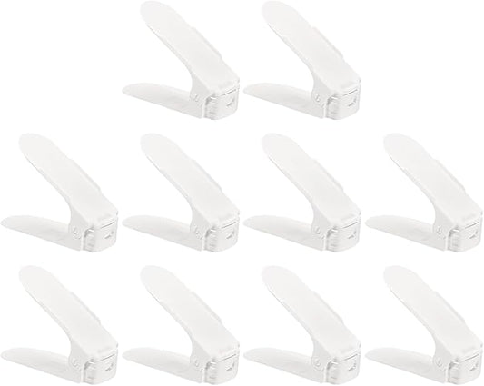MECCANIXITY Shoe Slots Organizer 255x95x200mm Adjustable Double Layer Space Saving Shoe Rack Organizer for Closet (White, Pack of 36)