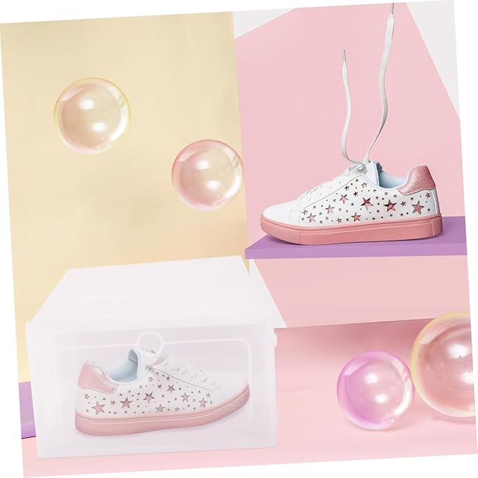 3pcs Stackable Clear Shoe Storage Box Organizer with Lid Material Foldable Design for Sneakers Boots and Accessories