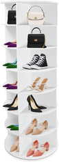 360° Rotating Shoe Rack Tower - Spinning Shoe Organizer for Entryway, Free Standing Lazy Susan Shoe Rack (7 Tiers 23.62 * 23.62 * 65in White)