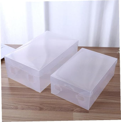 6pcs Shoe Storage Boxes with Flip Lid Large 33x20x12cm White Plastic Shoe Organizers for Home Closet Space Saving and Stackable