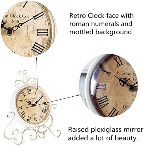 HZDHCLH Vintage Table Clocks for Living Room Bedroom Decor, Silent Decorative Farmhouse Shelf Clock Battery Operated, Small Rustic Mantel Clock with Roman Numerals (White) - Image 5