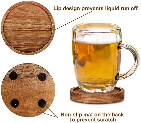 Wood Coasters Set of 4 Farmhouse Outdoor Coster for Drink Patio Table Decor - Image 4