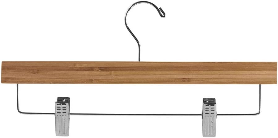SSWBasics 14" Bamboo Wood Pants Hangers - Case of 50 - Sturdy Wooden Pant Hangers for Home and Retail Use