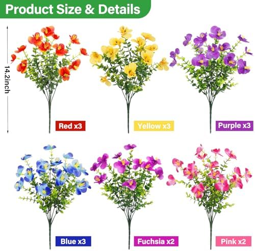 16 Bundles Artificial Pansy Flowers for Outdoors, Mixed Colors - Image 2