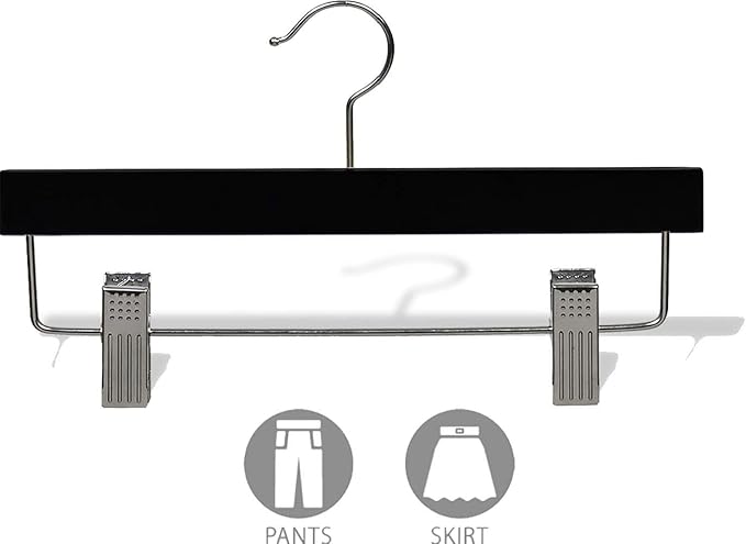 Kids Black Finish Bottom Hanger with Clips in 11" Length X 5/8" Thick with Chrome Hardware, Box of 50