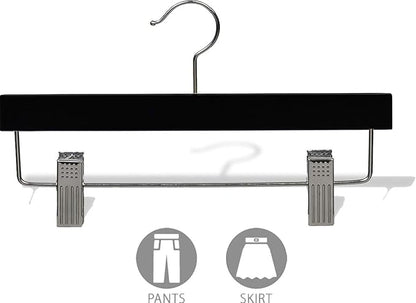 Kids Black Finish Bottom Hanger with Clips in 11" Length X 5/8" Thick with Chrome Hardware, Box of 50
