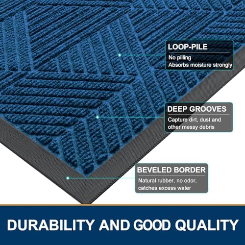 Smiry Front Door Mat Outside Entrance, Low Profile Rubber Doormat, 35x23 - Image 4