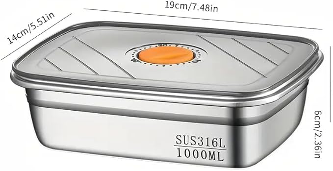 Fridge Storage Box 316 Stainless Steel Food Storage Containers | Food Grade, Leakproof Kitchen Organizer | Freshness Locking, Microwavable & Freezer Safe (1000ml Pack Of 04)