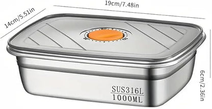 Fridge Storage Box 316 Stainless Steel Food Storage Containers | Food Grade, Leakproof Kitchen Organizer | Freshness Locking, Microwavable & Freezer Safe (1000ml Pack Of 04)