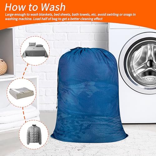 Polecasa Heavy Duty Diamond Mesh Laundry Bag, 24x36", Blue - Image 6