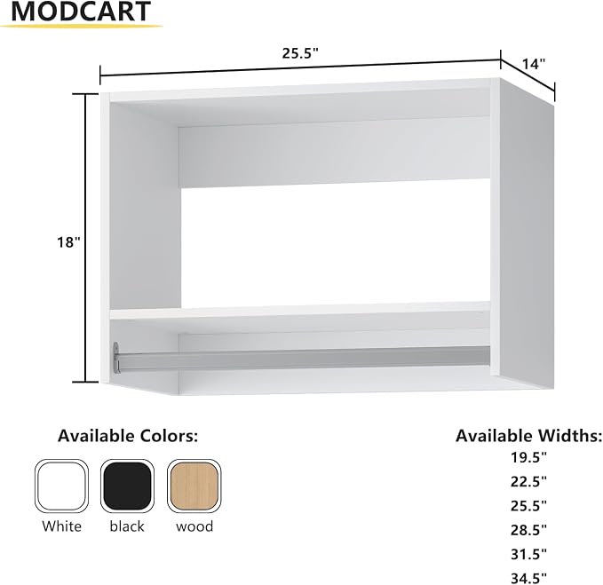 Tall Hanging Closet Unit, Modular Closet System, Wood Closet System Organizer with Storage for Walk In Closets, Clothing Rack Wardrobe Closet for Hanging Clothes, Bedroom, White, 25.5"W