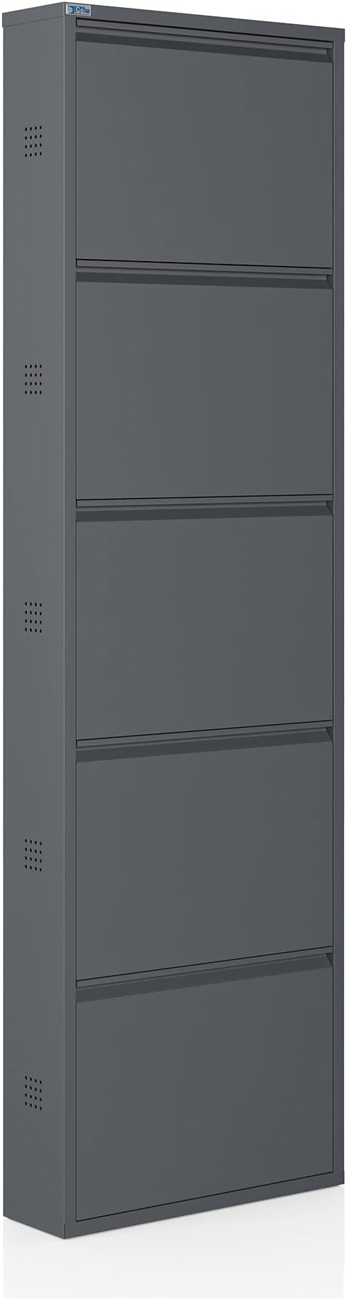 CEHA 5 Tier Metal Shoe Cabinet with Cover, Durable Shoe Storage Organizer for Entryway, Space Saving Shoe Shelf Closet with Side Ventilation Holes, 5.91" x 66.5" x 19.68", Anthracite