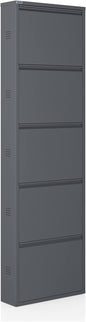 CEHA 5 Tier Metal Shoe Cabinet with Cover, Durable Shoe Storage Organizer for Entryway, Space Saving Shoe Shelf Closet with Side Ventilation Holes, 5.91" x 66.5" x 19.68", Anthracite
