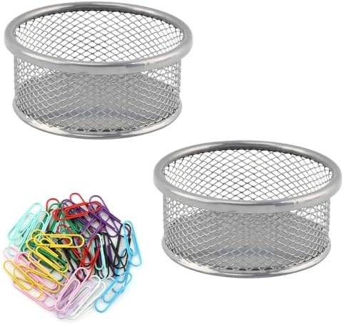 2PCS Silver Paper Clip Holders for Desk & 50pcs Paperclips by Unknown