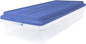 63-Quart Clear Latching Storage Bin with Secure Smoke Blue Lid, Durable Plastic Container for Home Organization