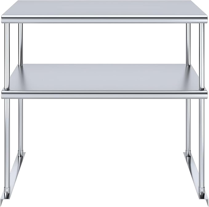 36" x18" NSF Stainless Steel Double Overshelf | 18-Gauge Heavy-Duty | Includes Brackets