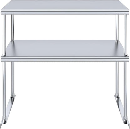36" x18" NSF Stainless Steel Double Overshelf | 18-Gauge Heavy-Duty | Includes Brackets