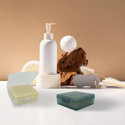 Bathroom Soap Dishes for Dr. Squatch Soap, Square Travel Soap Container with Lid, Portable Bar Soap Holder for Shower Soap Dish Box for Traveling Camping Outdoor Elimeta (Clear and Blue)