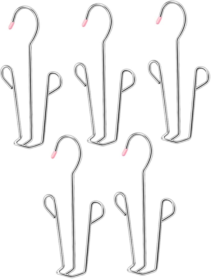 Cabilock Stainless Steel Hanging Shoe Organizer Rack U-Shaped Multi-Function Slippers Drying Hanger for Balcony and Closet, 5pcs with Plastic Caps Random Color Random Color