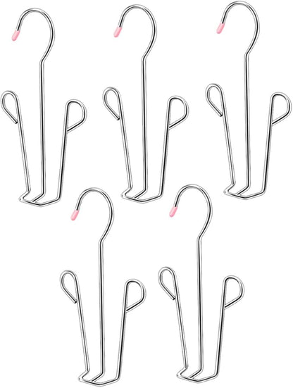 Cabilock Stainless Steel Hanging Shoe Organizer Rack U-Shaped Multi-Function Slippers Drying Hanger for Balcony and Closet, 5pcs with Plastic Caps Random Color Random Color