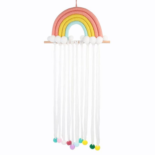 Lurrose Hair Bow Organizer: Hair Bow Holder for Girls - Baby Hanger Clips with Rainbow Tassels - Clips for Baby Hangers