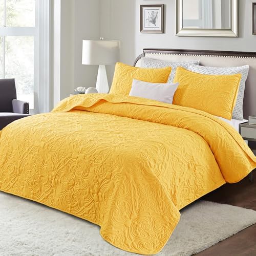 Exclusivo Mezcla 3 Piece California King Quilt Bedding Set, Yellow - Image 2