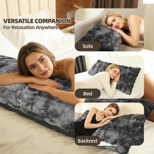 21x54 Inch Fuzzy Faux Fur Body Pillow with Memory Foam for Adults - Image 6
