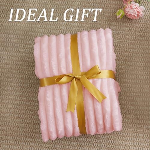 BEDELITE Ribbed Pink Throw Blanket for Couch, 50"x60" - Image 6