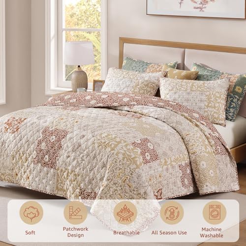 Twin Quilt Set-2 Pieces Soft Twin Bedspread Floral Patchwork Quilt - Image 3