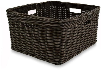 The Basket Lady Rectangular Deep Wicker Storage Basket, Large, 20 in L x 16 in W x 10 in H, Antique Walnut Brown