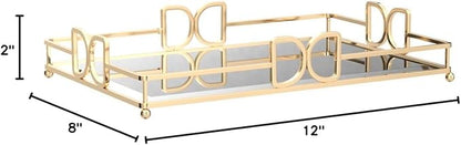 Gold Mirror Tray: Elegant Makeup/Vanity Tray, Luxury Rust-Proof Glass for Bathroom & Bedroom