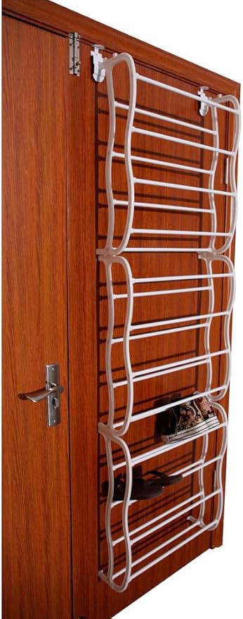 12 Layers Wall-mounted Shoe Rack Door Over Hanging Organizer White
