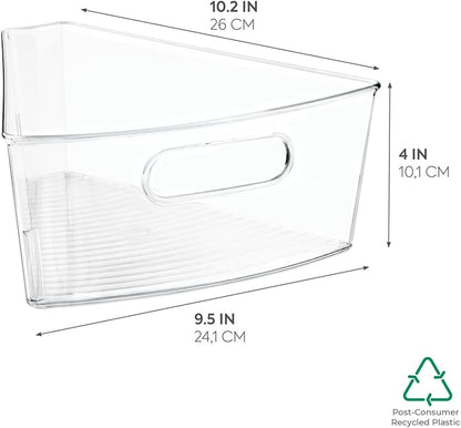 iDesign Plastic Lazy Susan Cabinet Storage Bin, 1/8 Wedge Container for Kitchen, Pantry, Counter, BPA-Free, 10.25" x 9.5" x 4", Clear